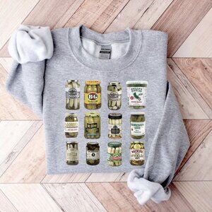 Retro Canned Pickles Sweatshirt, Pickle Lovers Hoodie Pickle Crewneck Sweatshirt